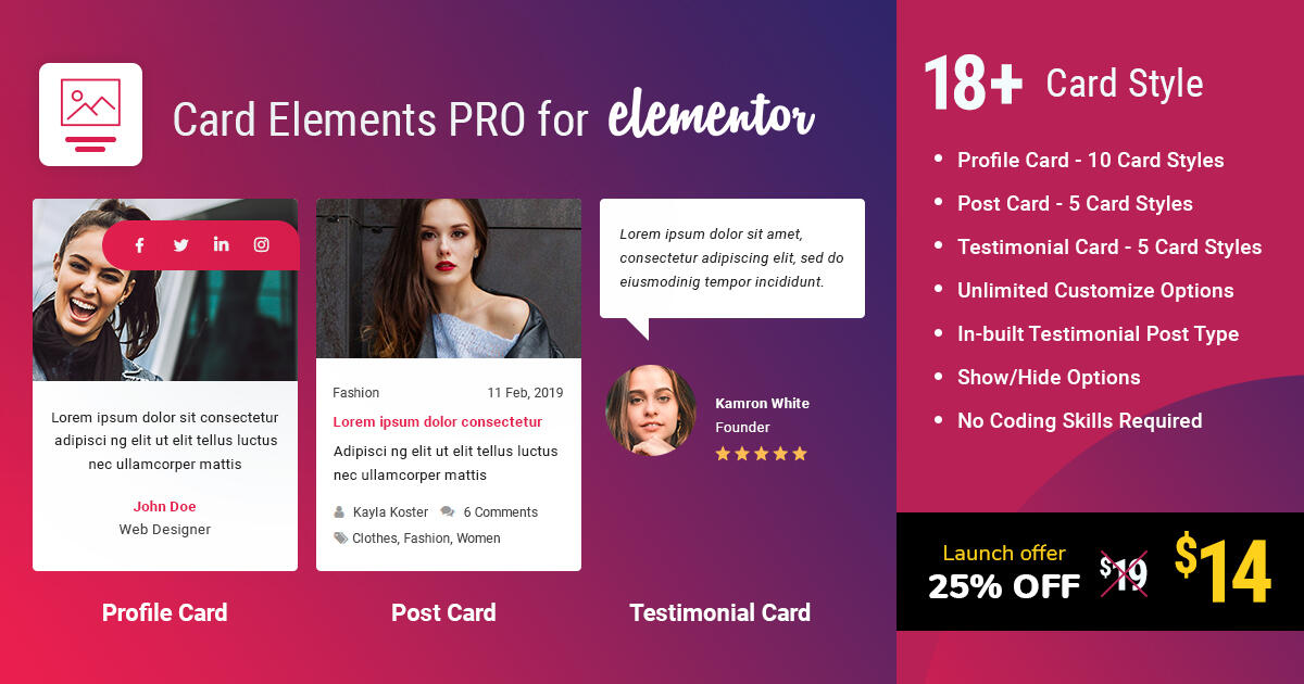 Card Elements Pro for Elementor